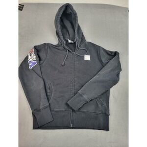 Grand Prix Horse Racing  Sweatshirt Mens Medium Black Full Zip Drawstring Hoodie